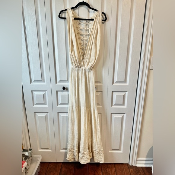 Jen’s pirate booty trailing jade boho maxi cotton gown dress size large - Picture 4 of 9